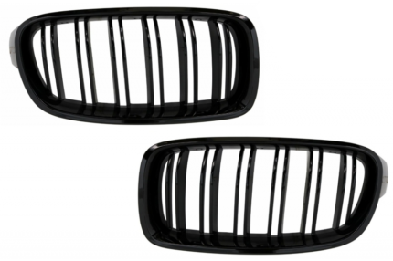 Central Kidney Grilles suitable for BMW 3 Series F30 F31 (2011-2019) Double Stripe M Design Piano Black