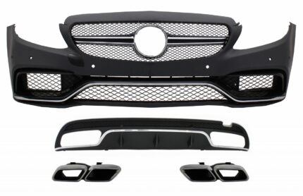 Conversion Body Kit suitable for MERCEDES C-Class W205 S205 (2014-2020) C63 Design Front Bumper with Rear Diffuser and Exhaust Tips