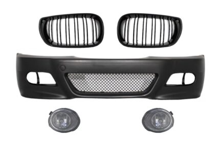 Front Bumper with Central Kidney Grilles Double Stripe suitable for BMW E46 (1998-2004) and Fog lights M3 Look