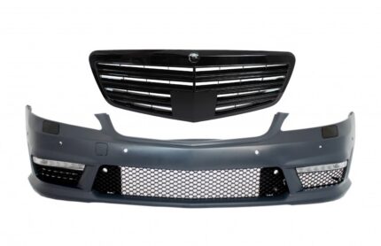 Front Bumper suitable for Mercedes S-Class W221 (2005-2012) S63 S65 Design with Front Grille Facelift Piano Black