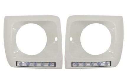 Headlights Covers White with LED DRL Daytime Running Lights suitable for Mercedes G-Class W463 (1989-2012) G65 Design Chrome