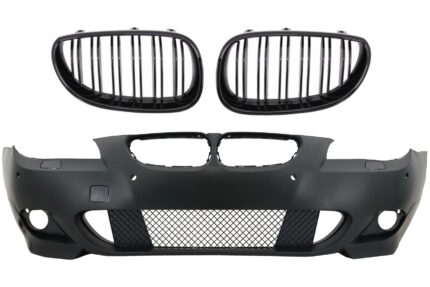 Front Bumper with Central Grille Shiny Black suitable for BMW 5 Series E60 E61 (2003-2007) M-Technik Design