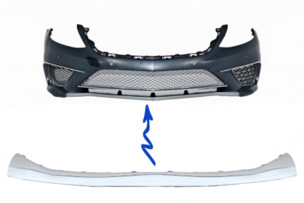 Front Bumper Spoiler Lip Upper Plate Chrome suitable for Mercedes S-Class W222 (2013-up) S65 Design