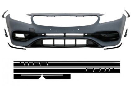 Front Bumper with Side Decals Sticker Vinyl Matte Black suitable for Mercedes A-Class W176 (2012-2018) Facelift A45 Design