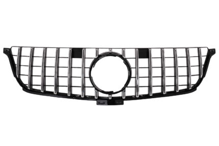 Front Grille suitable for Mercedes ML-Class W166 (2012-2014) GT-R Panamericana Design Black Chrome