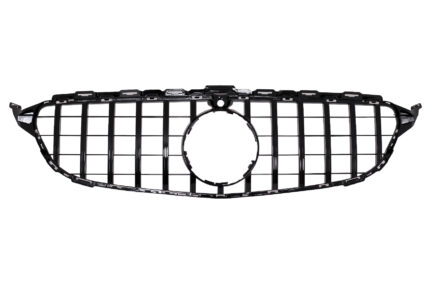 Central Grille suitable for Mercedes C-Class W205 S205 C205 (2014-2018) GT-R Panamericana Design Black With 360 Camera