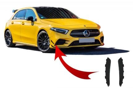 Front Bumper Flaps Side Fins Flacs suitable for Mercedes A Class W177 V177 (04.2018-2022) A35 Design Black Edition