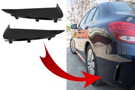 Rear Bumper Flaps Side Fins Flics suitable for Mercedes C-Class W205 (2014-2020) Piano Black