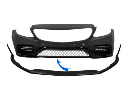 Front Bumper Lip suitable for Mercedes C-Class W205 S205 A205 C205 (2014-2018) Limousine T-Model Coupe Cabriolet Edition 1 Design Matte Black