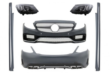 Body Kit with Full LED Headlights suitable for Mercedes C-Class W205 Sedan (2014-2018) C63 Design