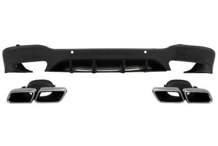Rear Diffuser suitable for Mercedes GLC X253 SUV (2015-07.2019) GLC63 Exhaust Muffler Tips Silver