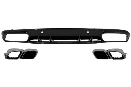 Rear Bumper Valance Diffuser suitable for Mercedes C-Class C205 A205 Coupe Cabriolet (2014-2019) Facelift C63S Design Silver Tips