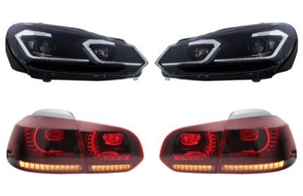 LED Headlights and Taillights suitable for VW Golf 6 VI (2008-2013) With Facelift G7.5 Look Silver Flowing Dynamic Sequential Turning Lights LHD