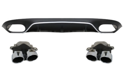 Rear Diffuser with Exhaust Tips suitable for Mercedes E-Class C238 A238 AMG Sport Line Coupe Cabrio (2016-2019) E53 Design Silver Edition
