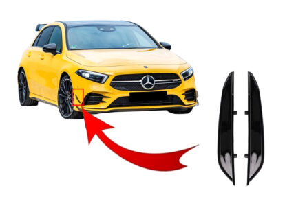 Front Bumper Flaps Side Fins Flaps suitable for Mercedes A-Class W177 V177 (04.2018-2022) A35 Design Black Edition