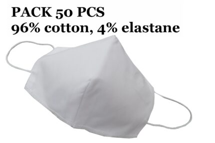 Package of 50 Reusable Triangle Mask 96% Cotton and 4% Elastane 2 Layers Unisex Washable