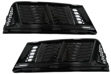 Bumper Lower Grille Covers Side Grilles suitable for Audi A4 B9 Sedan Avant (2016-2018) RS4 Design Black Edition