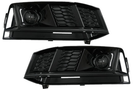 Bumper Lower Grille ACC Covers Side Grilles suitable for Audi A4 B9 S-Line Sedan Avant (2016-2018) RS4 Design Black Edition