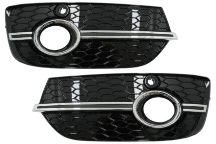 Fog Lamp Covers Side Grilles suitable for Audi Q3 8U (2011-2014) RS Design Piano Black Chrome