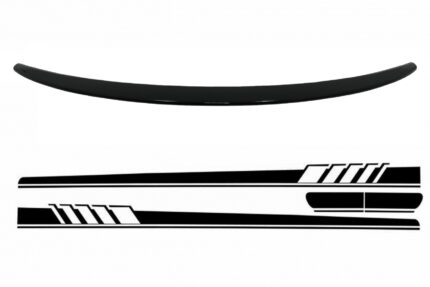Trunk Boot Spoiler with Side Decals Sticker Vinyl suitable for Mercedes C-Class Coupe C205 (2014-2019) Piano Black