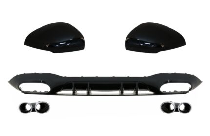Rear Bumper Diffuser with Chrome Exhaust and Mirror Cover suitable for Mercedes A-Class V177 Sedan (09.2018-2022)
