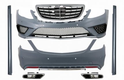 Body Kit with Exhaust Muffler Tips Chrome and Front Grille suitable for Mercedes S-Class W222 (2013-06.2017) S63 Design