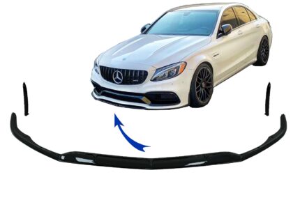 Front Bumper Lip suitable for Mercedes C-Class C63 C63S W205 S205 (2014-2018) Limousine T-Model Edition 1 Design Black