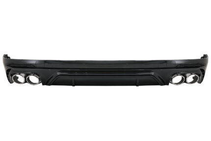 Rear Bumper Spoiler Valance Diffuser Double Outlet suitable for Audi Q5 SUV FY S-Line (2018-2020) with Silver Exhaust Muffler Tips