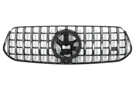 Front Central Grille suitable for Mercedes GLE SUV W167 V167 GLE Coupe C167 Sport Package (2019-Up) GTR Panamericana Design Glossy Black and Chrome