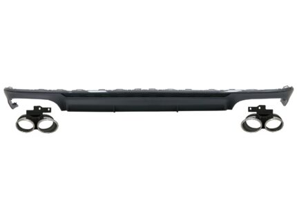 Rear Bumper Valance Diffuser with Exhaust Tips suitable for Audi A6 C8 4K Avant Sedan (2018-up) S6 Design Matte Black