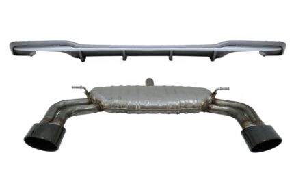 Rear Bumper Valance Diffuser with Exhaust System Piano Black suitable for Audi A3 8V Facelift Sedan Convertible (2016-2019) S3 Design only for S-Line Bumper