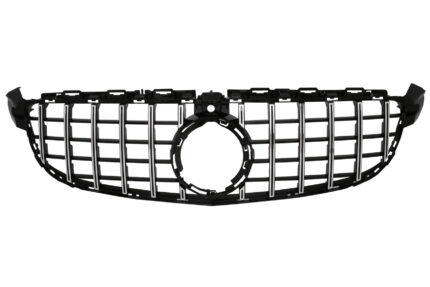 Front Grille suitable for Mercedes C-Class C63 W205 Sedan S205 T-Modell A205 Cabriolet C205 Coupe (03.2018-2020) with camera Black Chrome