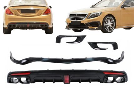 Aero Body Kit Bumper Lip and Air Diffuser suitable for Mercedes S-Class W222 S63 S65 (2013-06.2017)