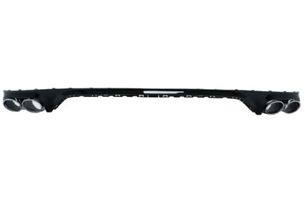 Rear Bumper Spoiler Valance Diffuser Double Outlet suitable for Audi Q8 S-Line (2018-) Silver Tips