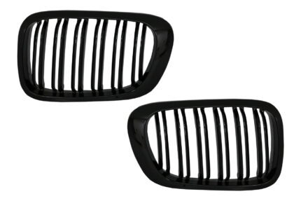 Central Kidney Grilles suitable for BMW 3 Series E46 Coupe Cabrio 2 Doors Non Facelift (1999-2002) Double Stripe M Design Piano Black