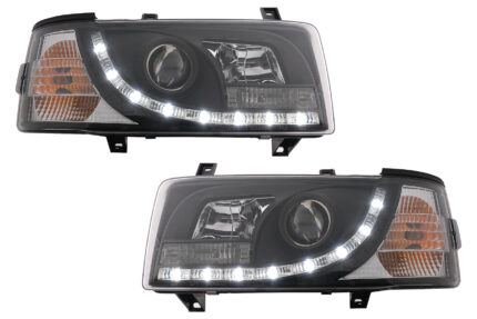 LED DRL Headlights suitable for VW Transporter T4 (1990-2003) Black