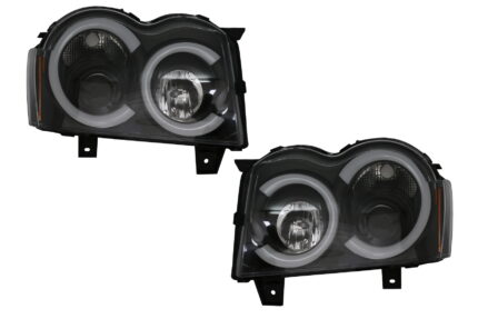 Angel Eyes Headlights LED BAR suitable for Jeep Grand Cherokee WK (2005-2008) Black