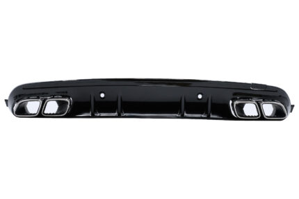 Rear Bumper Diffuser suitable for Mercedes C-Class W205 S205 (2014-2020) C63S Design Silver Tips Only for Sport Line