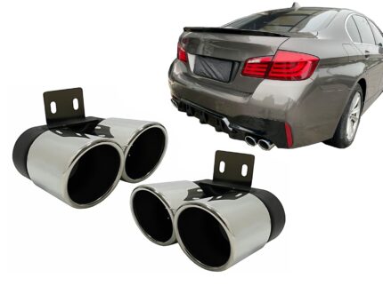 Exhaust Muffler Tips suitable for BMW 5 Series F10 F11 (2011-2017) M5 LCI Design Chrome