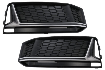 Bumper Lower Grille Side Grilles suitable for Audi A4 B9 Sedan Avant S-Line (2016-2018) RS4 Design Silver Edition