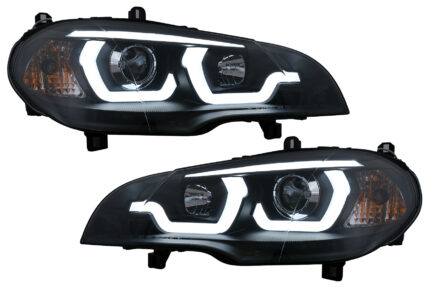 Tube Light LED DRL Angel Eyes Headlights suitable for BMW X5 E70 (2007-2013) Black