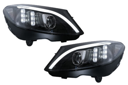 TRU LED DRL Headlights suitable for Mercedes C-Class W205 S205 A205 C205 (2014-2018) Black Dynamic Sequential Turning Lights