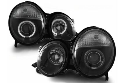 Angel Eyes Headlights suitable for Mercedes E-Class W210 S210 (06.1999-2002) Black