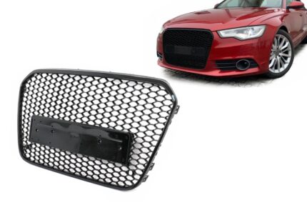Front Badgeless Grille suitable for Audi A6 C7 4G (2011-10.2014) Shiny Black
