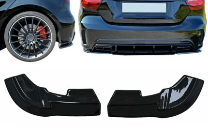 Rear Bumper Side Splitters Fins suitable for Mercedes A-Class W176 Sport Line A45 Hatchback (2012-2018) Piano Black
