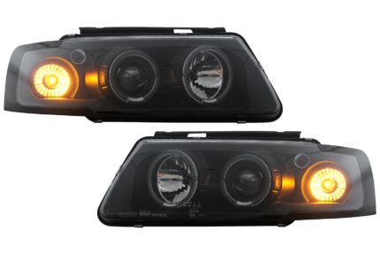 Headlights suitable for VW Passat B5 3B (11.1996-08.2000) Angel Eyes Black