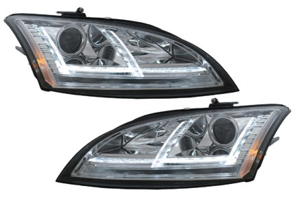 LED DRL Xenon Headlights suitable for Audi TT 8J (2006-2010) Dynamic Sequential Turning Light Chrome