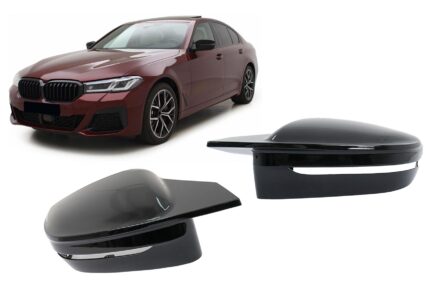 Mirror Covers suitable for BMW 5 Series G30 G31 G38 (2017-2019) 6 Series G32 (2017-2019) 7 Series G11 G12 (2015-2019) 8 Series G14 G15 G16 (2017-2019) M Sport Design Glossy Black LHD